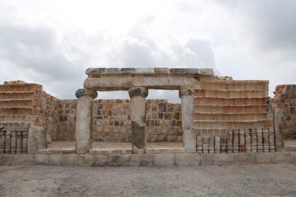 The ruins of a Mayan site, called Xiol, after archaeologists have uncovered an ancient Mayan city filled with palaces, pyramids, and plazas on a construction site of what will become an industrial park in Kanasin, near Merida, Mexico, on May 26, 2022. (Lorenzo Hernandez/Reuters)