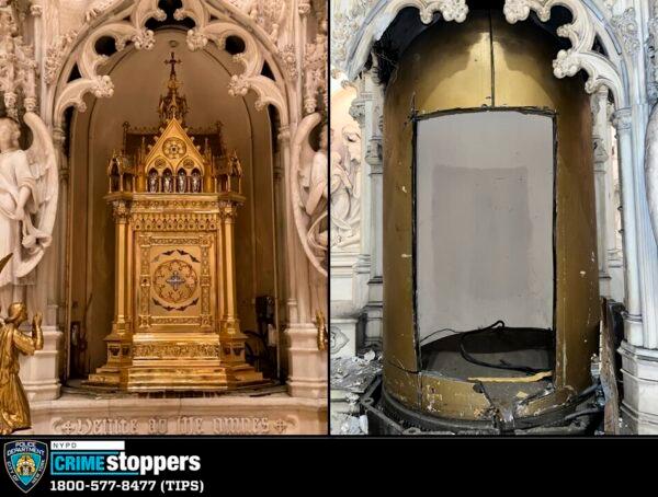 A tabernacle in St. Augustine's Roman Catholic Church in Brooklyn’s Park Slope neighborhood in New York, which was stolen between May 26, 2022 and May 28, 2022. (NYPD via AP)
