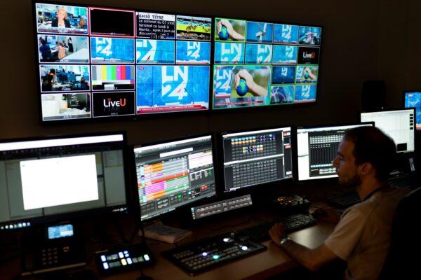 The broadcast control room of the 24-hour rolling Belgian news channel, LN24, in Brussels, Belgium on August 27, 2019. (KENZO TRIBOUILLARD/AFP via Getty Images)
