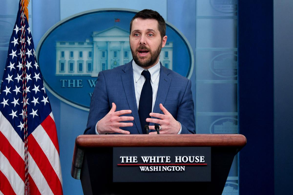 Director of the National Economic Council Brian Deese speaks during a briefing in the James S. Brady Press Briefing Room of the White House in Washington, on March 31, 2022. (Nicholas Kamm/AFP via Getty Images)