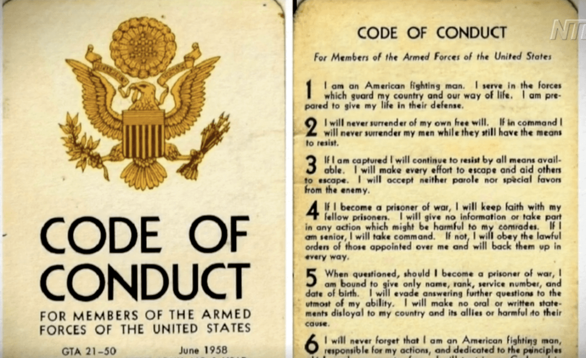 The Prisoner of War Code of Conduct. (Screenshot/NTD)