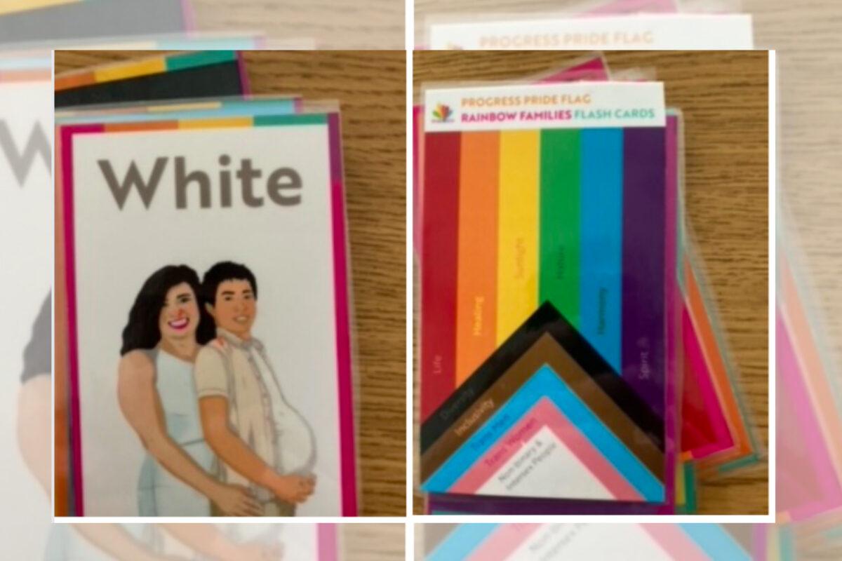 LGBT-themed flashcards have been used in a preschool classroom at North Carolina's Ballentine Elementary School as a way to teach about colors. (Courtesy of North Carolina House Speaker Tim Moore)