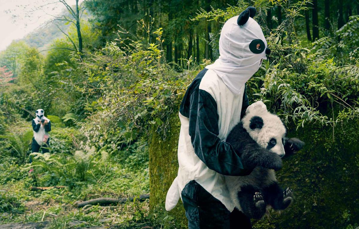 A baby panda with conservationists. (Courtesy of <a href="https://timflach.com/">Tim Flach</a>)