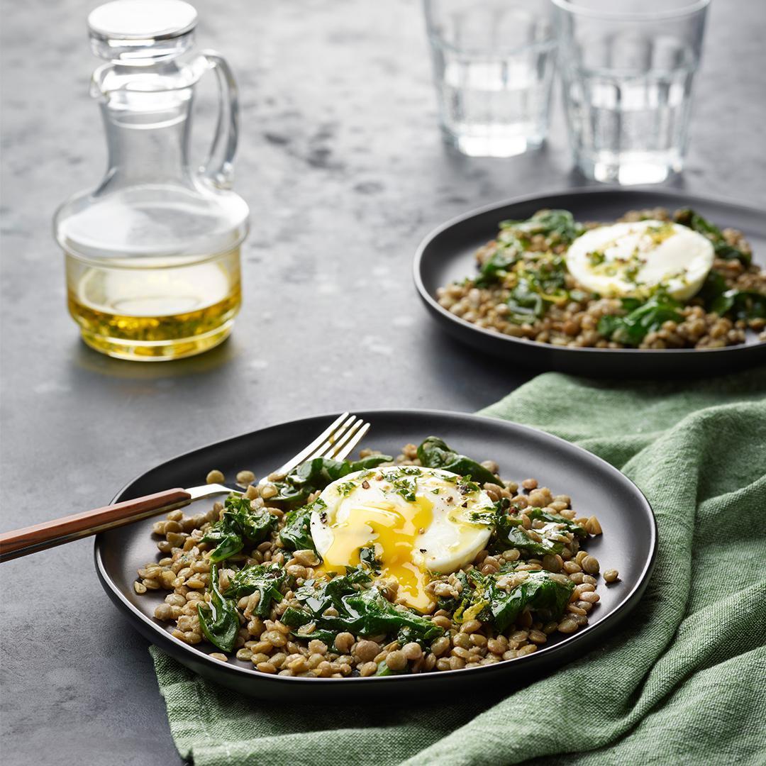 With just-right poached eggs and spinach, this comforting dish makes for a great brunch for chilly afternoons. It's <a href="https://www.thedailymeal.com/healthy-eating/heart-healthy-foods-gallery">heart-healthy</a>, wholesome and comes together easily in an Instant Pot. (Photo courtesy of Instant Pot) <a href="https://www.thedailymeal.com/best-recipes/instant-pot-breakfast-lentils-poached-eggs">For the Lentils and Poached Eggs recipe, click here.</a>