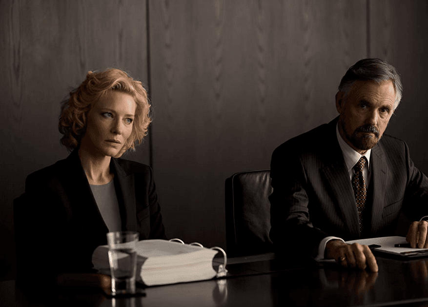Mary Mapes (Cate Blanchett) and Dick Hibey (Andrew McFarlane), in "Truth." (Lisa Tomasetti/Sony Pictures Classics)