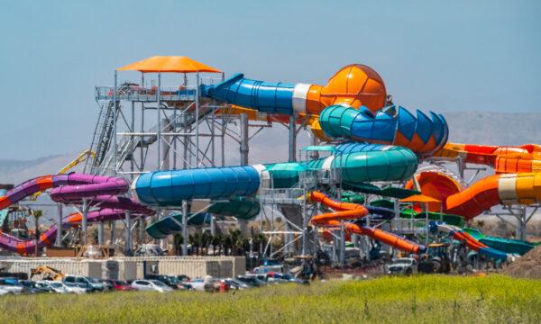 Construction enters its final phases at Wild Rivers water park in Irvine, Calif., on June 2, 2022.(John Fredricks/The Epoch Times)