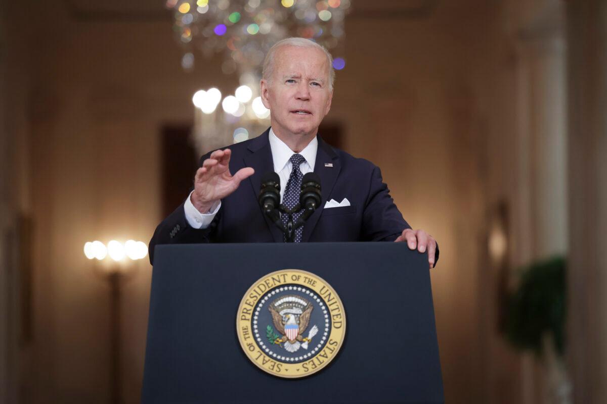 President Joe Biden delivers remarks on the recent mass shootings from the White House on June 2, 2022. (Kevin Dietsch/Getty Images)