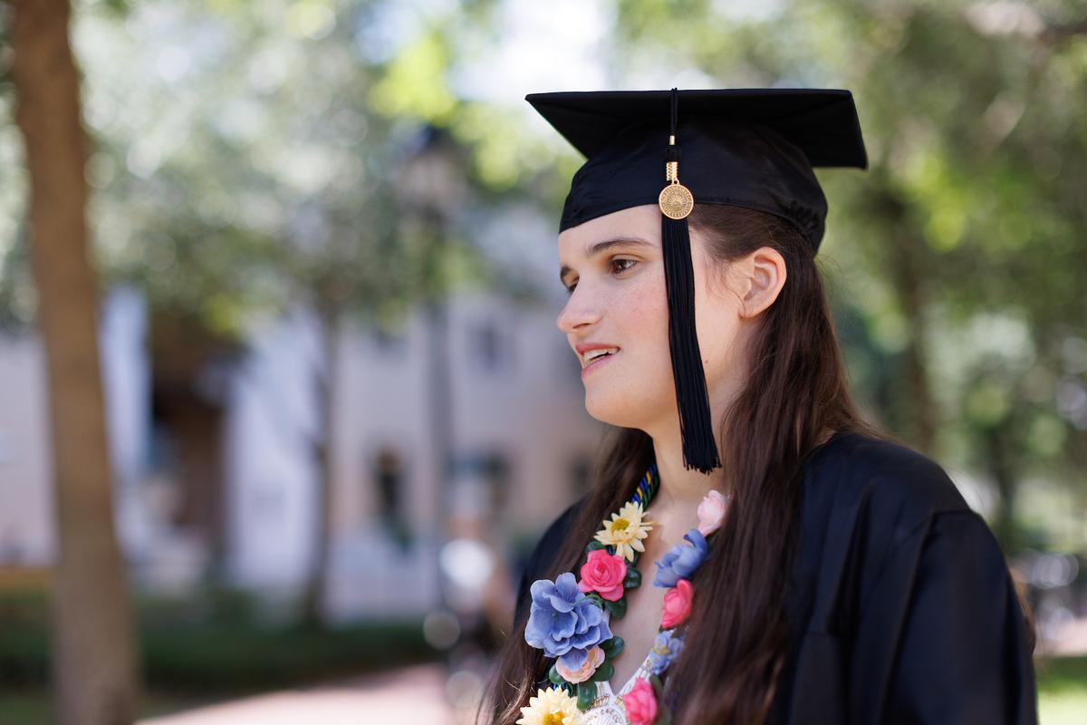 Rollins College student Elizabeth Bonker gives her commencement address on May 8. (Courtesy of <a href="https://www.rollins.edu/">Rollins College</a>)