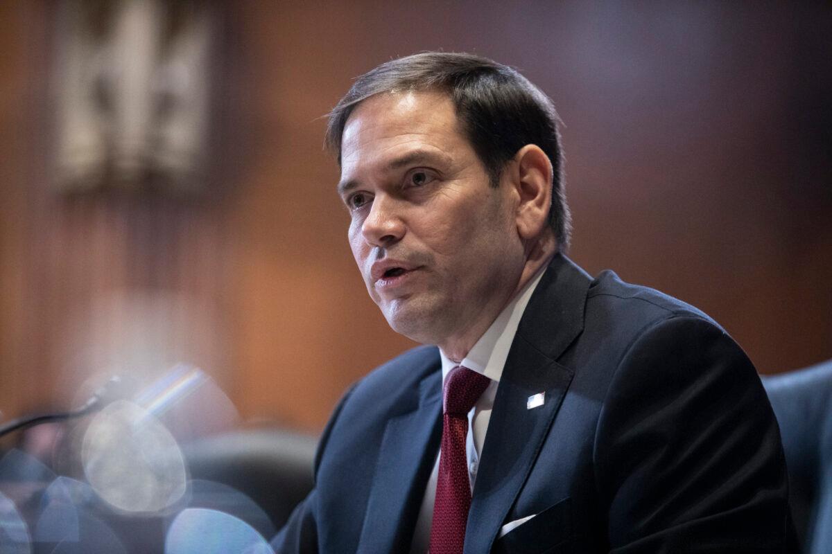 Sen. Marco Rubio (R-Fla.) speaks during a Senate Appropriations Subcommittee on Labor, Health and Human Services, Education, and Related Agencies hearing in Washington, on May 17, 2022. (Anna Rose Layden-Pool/Getty Images)