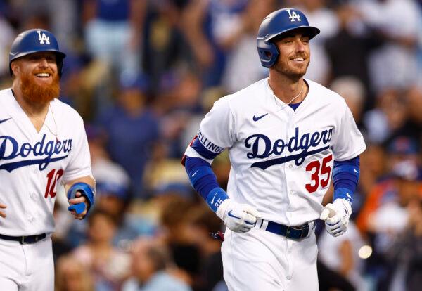Cody Bellinger #35 of the Los Angeles Dodgers celebrates after hitting a two-run home run against the New York Mets in the second inning at Dodger Stadium, in Los Angeles, on June 3, 2022. (Ronald Martinez/Getty Images)