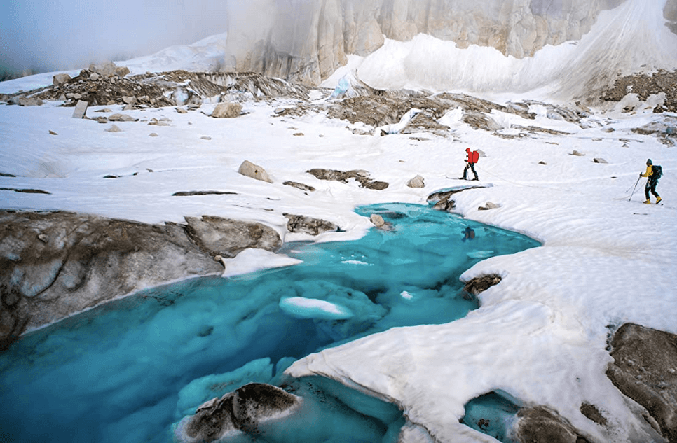 Freddie Wilkinson and Renan Ozturk on the glacier approach to the Moose's Tooth traverse in "The Sanctity of Space." (Renan Ozturk/Greenwich Entertainment)