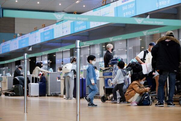 Incheon International Airport, in Incheon, South Korea, on March 25, 2022. (Heo Ran/Reuters)