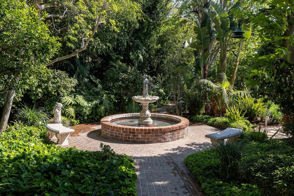 There are many brilliant touches to be found inside the buildings and on the grounds. A secret garden, brilliant statuary, fountains, and verdant nature combine to create a sense of serenity. (Jim Bartsch/Jade Mills)