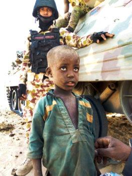 A 5-year-old child named Babagana, left behind by fleeing terrorists. (Courtesy of MNJTF)