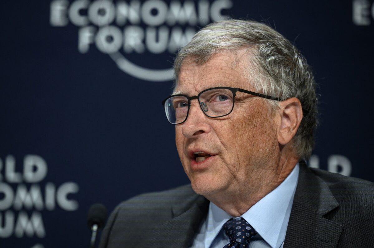 Philanthropist and co-founder of Microsoft, Bill Gates, attends a press conference on the sidelines of the World Economic Forum annual meeting in Davos, Switzerland, on May 25, 2022. (Fabrice Coffrini/AFP via Getty Images)