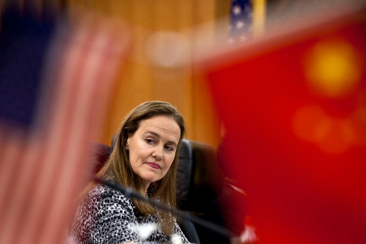 U.S. Under Secretary of Defence for Policy Michele Flournoy arrives for a bilateral meeting with Ma Xiaotian, deputy chief of general staff of the Chinese People's Liberation Army, at the Bayi Building in Beijing, China, on Dec. 7, 2011. (Andy Wong/Getty Images)