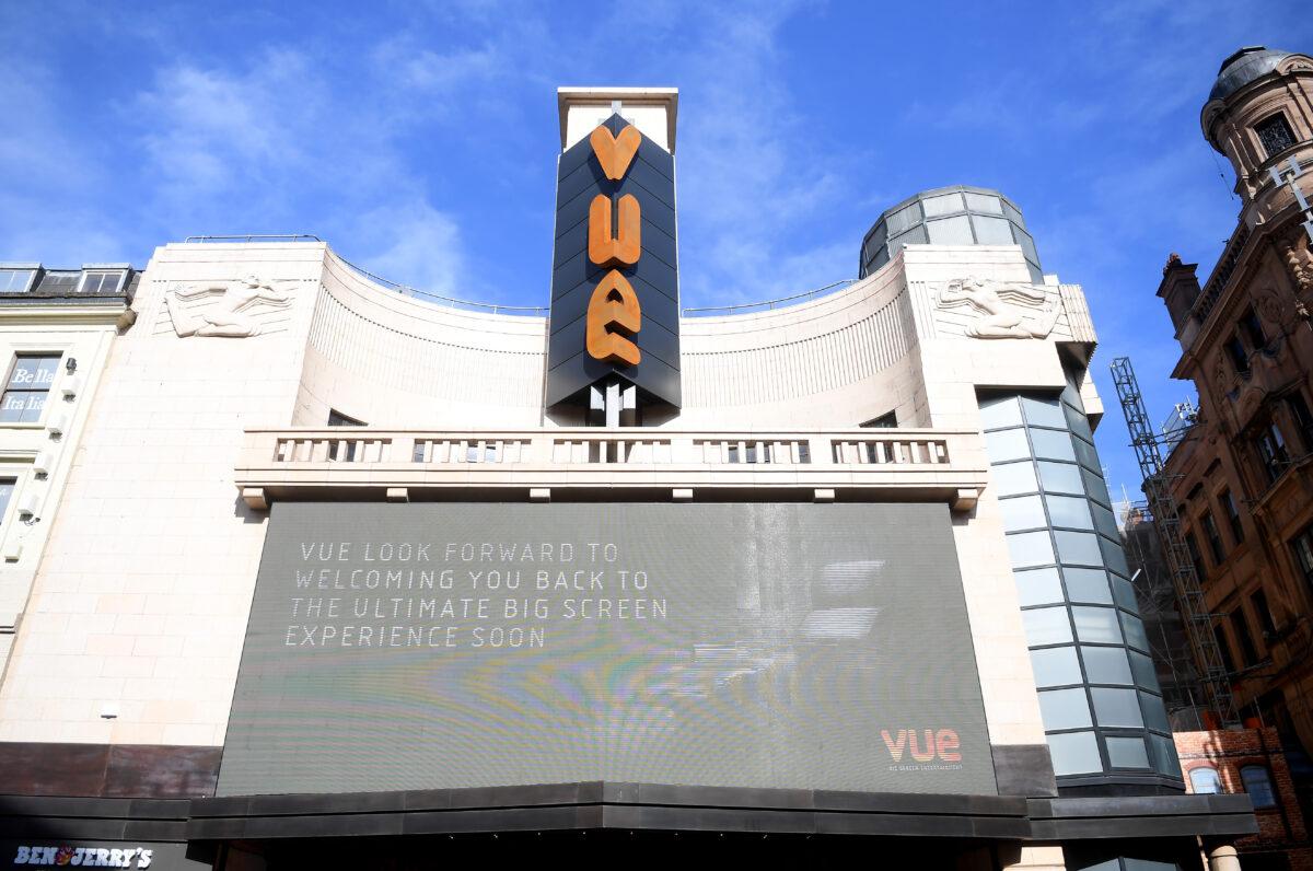 A general view of a Vue Cinema in Leicester Square, London, on March 21, 2020. (Alex Davidson/Getty Images)
