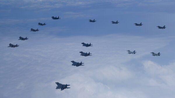 U.S. F-16 fighter jets are seen in a file photo. (South Korea Defense Ministry via AP)