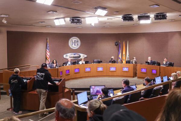 The Huntington Beach City Council in Huntington Beach, Calif., on June 7, 2022. (Julianne Foster/The Epoch Times)