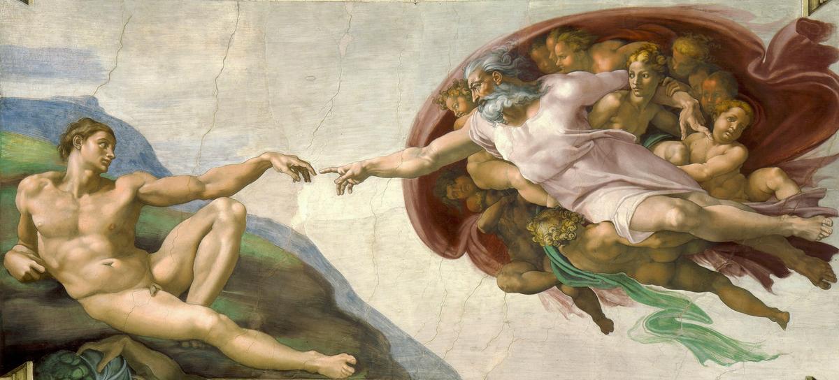 Detail of “The Creation of Adam,” between 1508-1512 by Michelangelo. Fresco, Sistine Chapel, Vatican. (Public Domain)