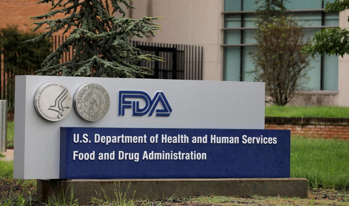 Signage is seen outside of the Food and Drug Administration headquarters in White Oak, Maryland, on Aug. 29, 2020. (Andrew Kelly/Reuters)