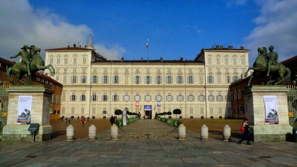 The Royal Palace of Turin’s strong and elegant Neoclassical façade glows in white in the sprawling stone plaza of Piazza Castello. The strong lines and subtle detailing of the outer walls disguise the elaborately decorated Baroque rooms that wait within. <span data-sheets-formula-bar-text-style="font-size:16px;color:#000000;font-weight:bold;text-decoration:none;font-family:''Arial'';font-style:normal;text-decoration-skip-ink:none;">(Tim Tregenza/CC BY-SA 3.0)</span>