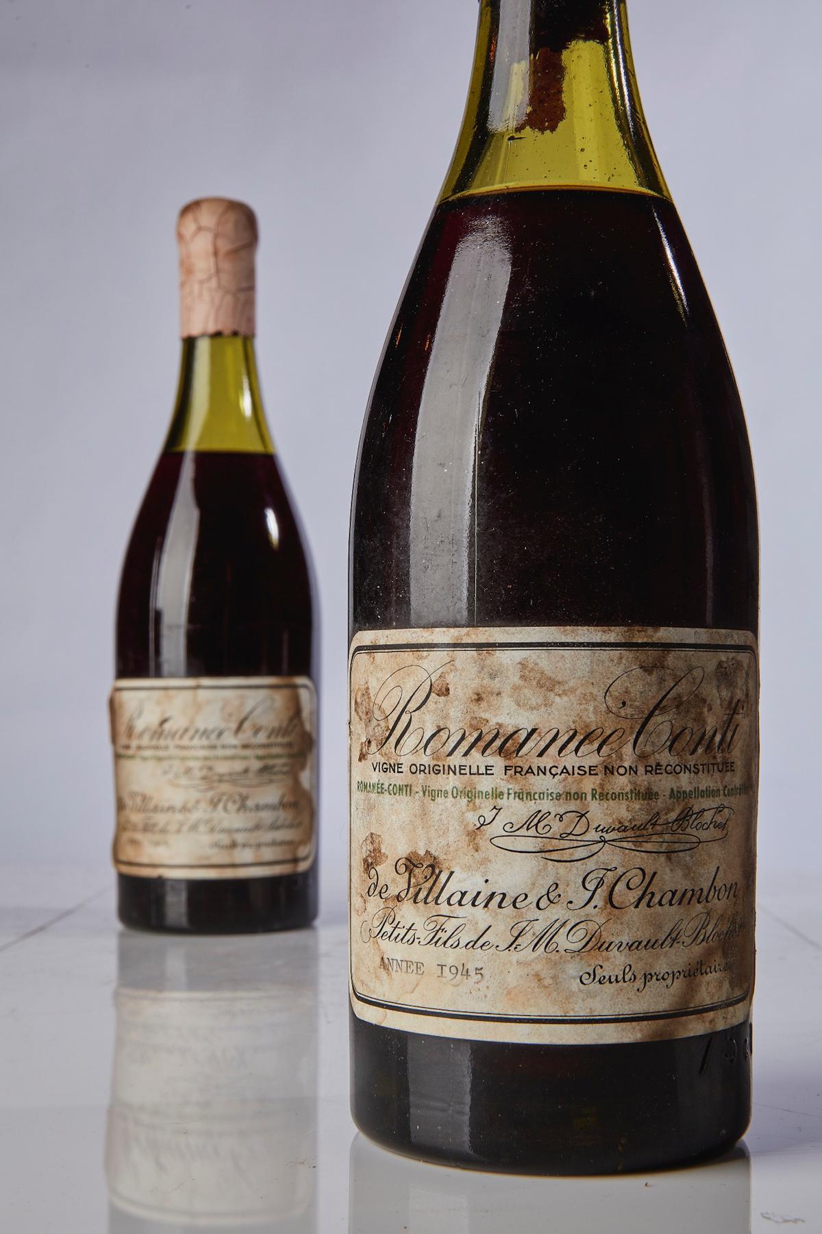 This bottle of Romanée-Conti from 1945 fetched a tidy $558,000 when offered at an auction by Sotheby’s. (Courtesy of Sotheby's)