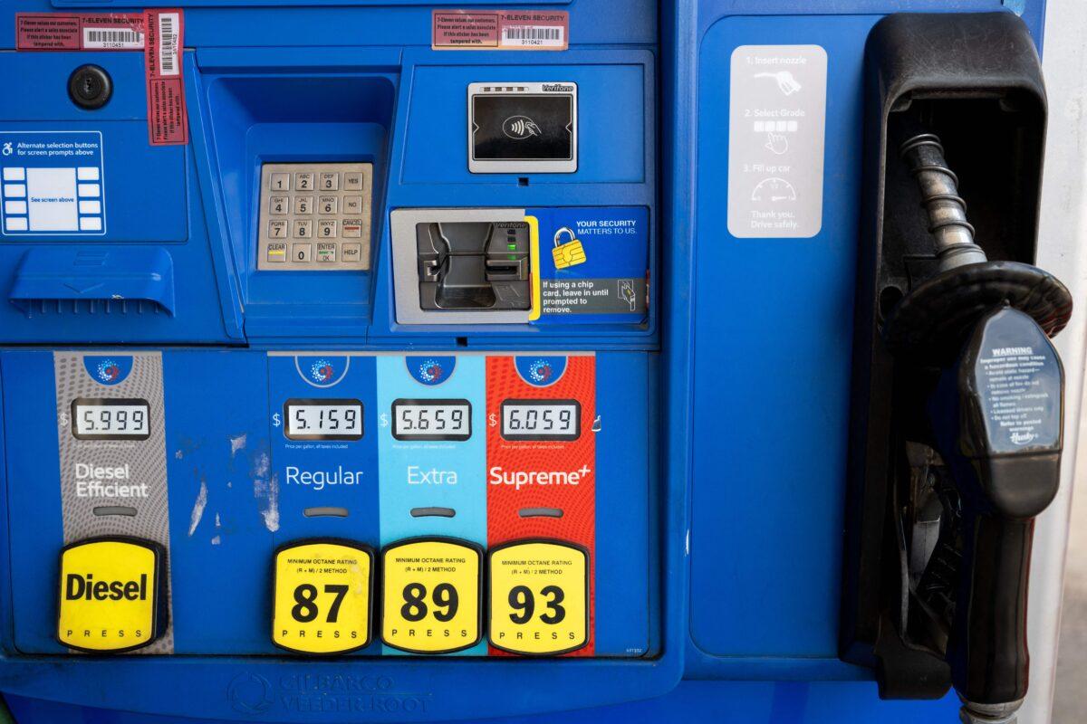A gas pump displays the fuel price at a gas station in McLean, Va., on June 10, 2022. (Saul Loeb/AFP via Getty Images)