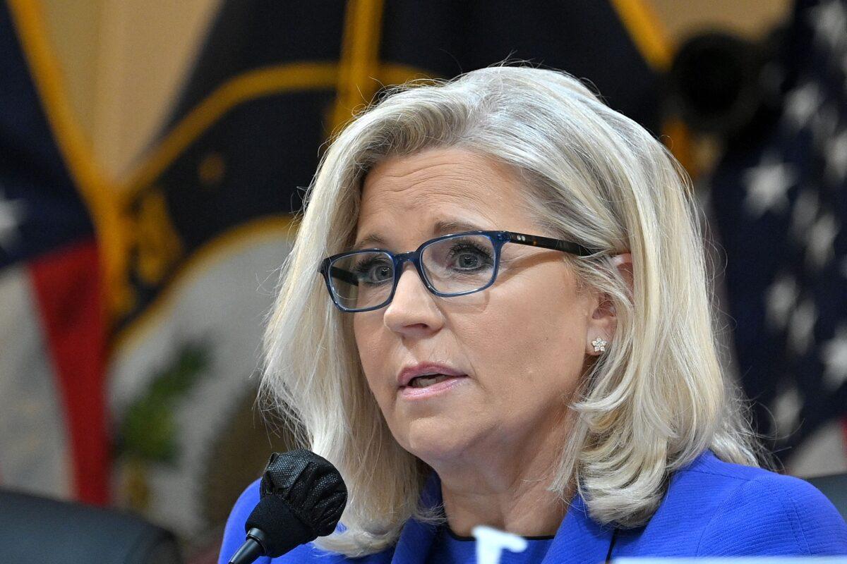 Rep. Liz Cheney (R-Wyo.) speaks during a House Jan. 6 panel hearing in Washington on June 9, 2022. (Mandel Ngan/AFP via Getty Images)