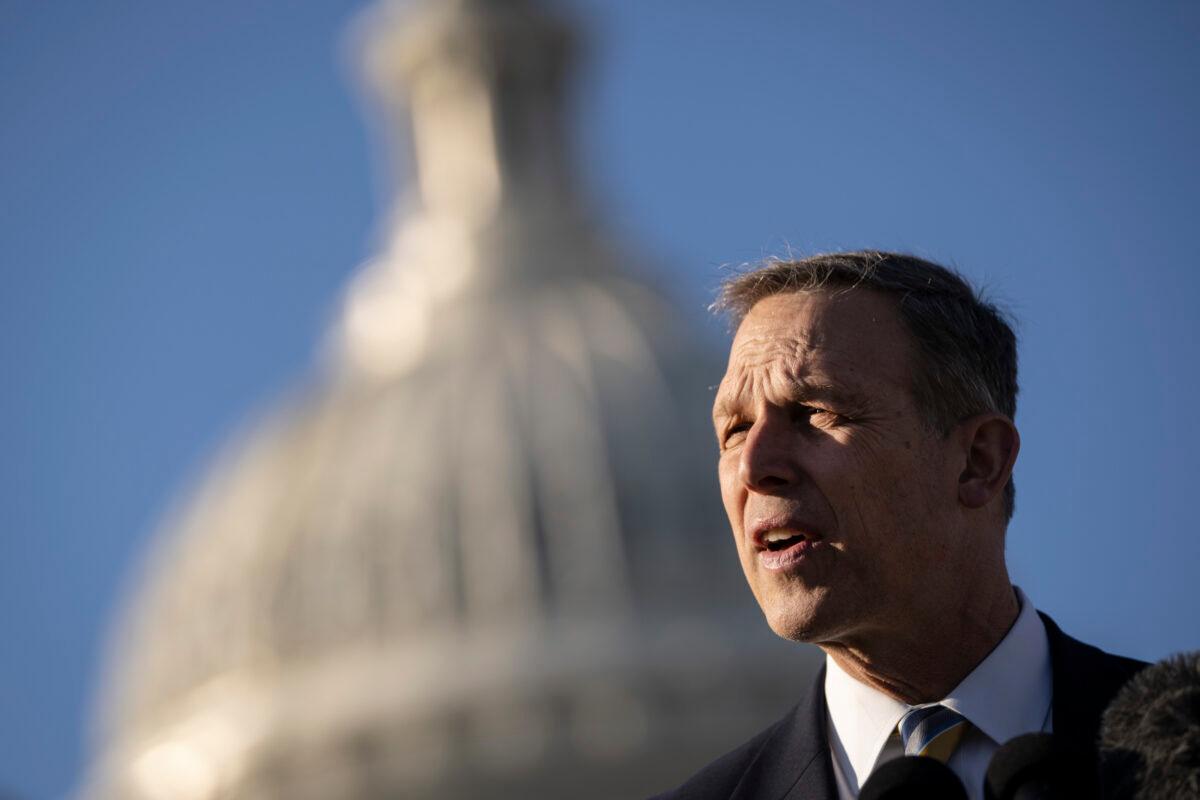 Rep. Scott Perry (R-Pa.) speaks to reporters in Washington on Feb. 28, 2022. (Drew Angerer/Getty Images)