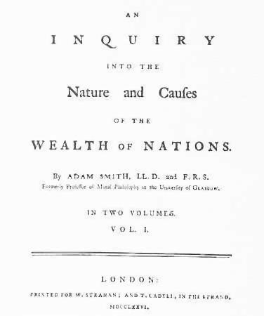 First page from "The Wealth of Nations," 1776, London edition. (Public Domain)