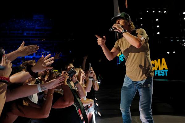 Dierks Bentley performs during day 4 of CMA Fest 2022 at Nissan Stadium in Nashville, Tennessee on on June 12, 2022. (Jason Kempin/Getty Images)