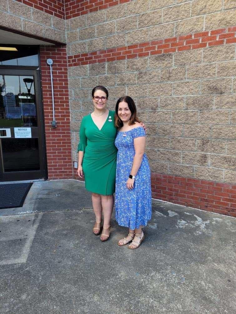 Lynz Piper-Loomis, who was a candidate in the 1st Congressional District race before stepping away and endorsing Katie Arrington, casts her vote on June 14 with her daughter, Shyann Loomis. (Photo courtesy of Lynz Piper-Loomis)
