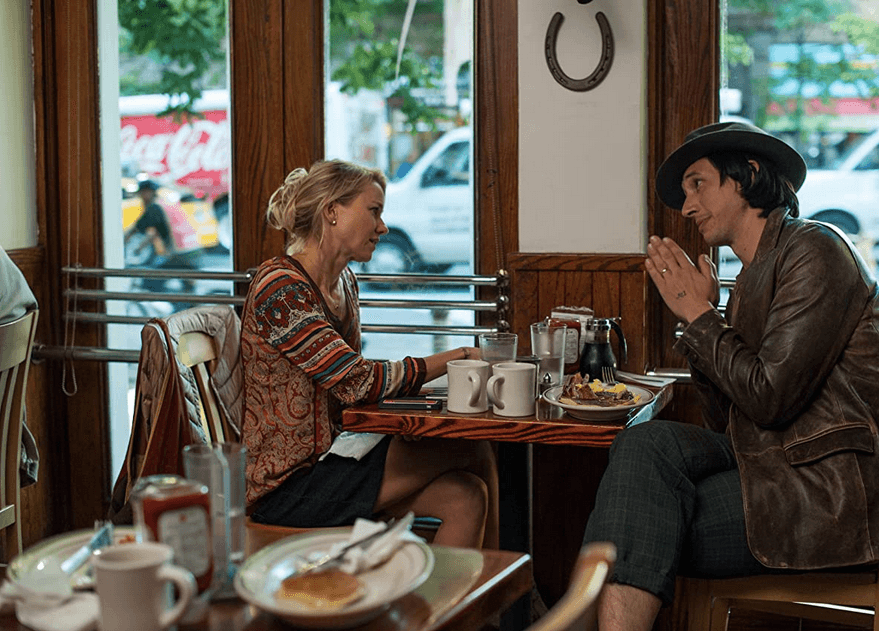 Cornelia (Naomi Watts) having coffee with Jamie (Adam Driver), in "While We're Young." (Scott Rudin Productions/A24)