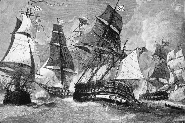 The British fleet off Cape Henry, Va., in 1781. (MPI/Getty Images)