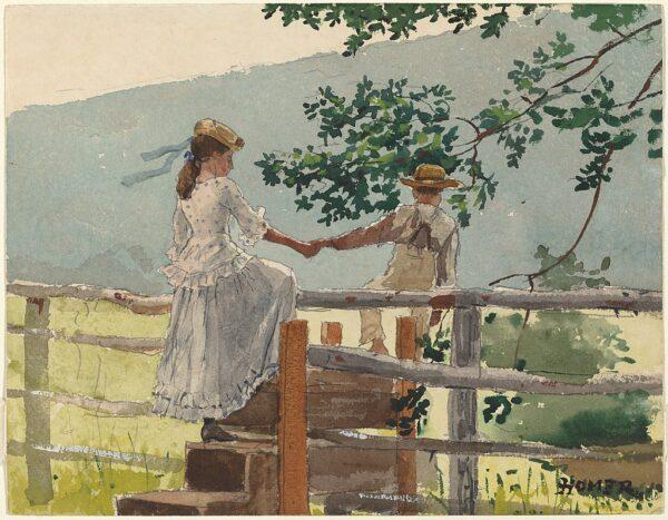 "On the Stile," 1878, by Winslow Homer. (Public Domain)