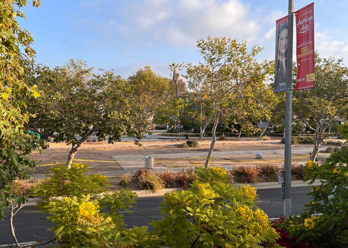 The view after a homeless encampment was cleared in Centennial Park, next to Abbot Kinney Memorial Branch Library in Venice, Calif., on June 14, 2022. (Courtesy of The Venice Wasteland/Twitter)