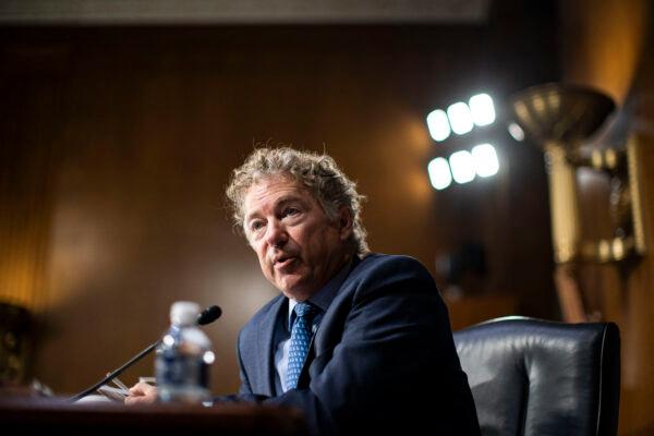 Sen. Rand Paul (R-Ky.) speaks during a hearing in Washington in an April 26, 2022, file image. (Al Drago/AFP via Getty Images)