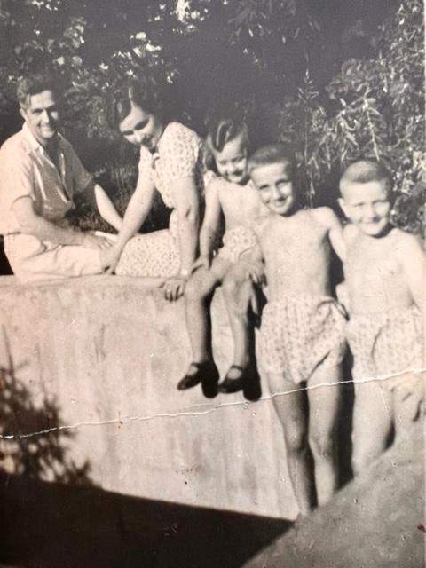 Dan Novacovici (R) with his parents and siblings on his great-aunt's estate in Beneasa, outside of Bucharest, circa 1945. (Courtesy of Dan Novacovici)
