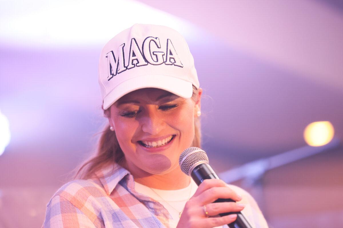 Jenna Ellis, a former legal adviser and counsel to former President Donald Trump, speaks during the election night party for Pennsylvania Republican gubernatorial candidate Doug Mastriano at The Orchards in Chambersburg, Pa., on May 17, 2022. (Michael M. Santiago/Getty Images)