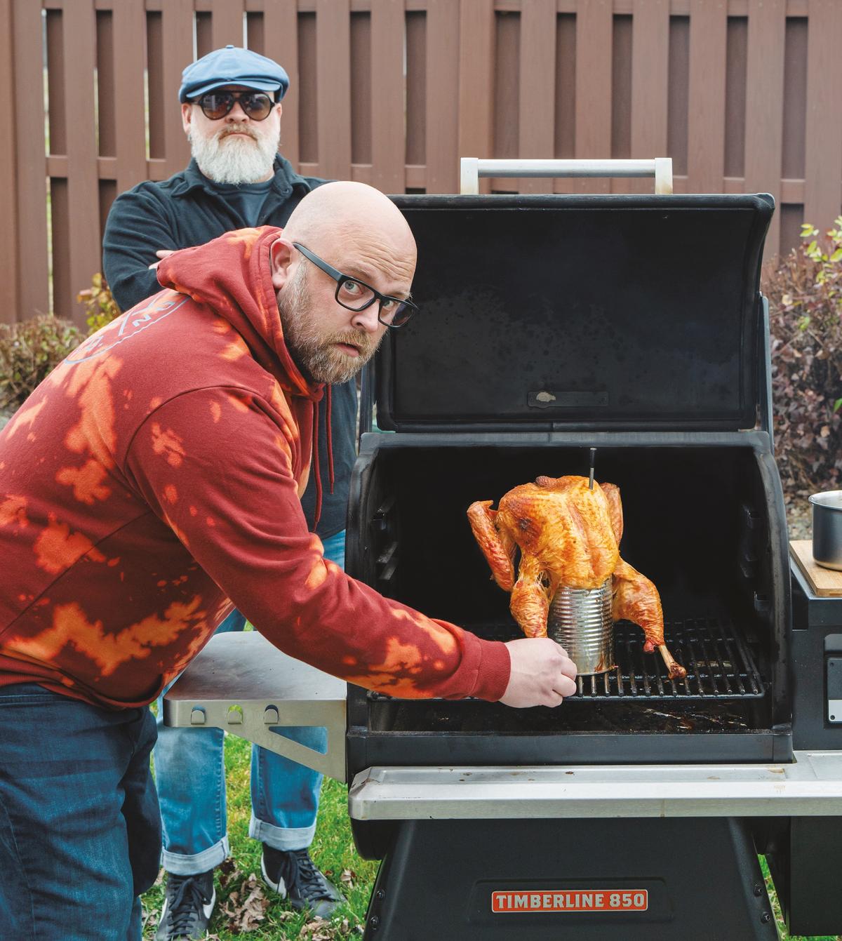 Thanksgiving on the grill? The Grill Dads have a recipe for grilled pineapple juice can turkey. (Ken Goodman)