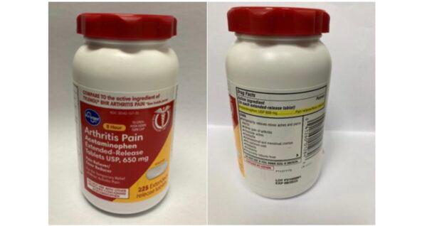 Recalled Kroger Arthritis Pain Acetaminophen 650mg, 225 count bottle. (via U.S. Consumer Product Safety Commission)