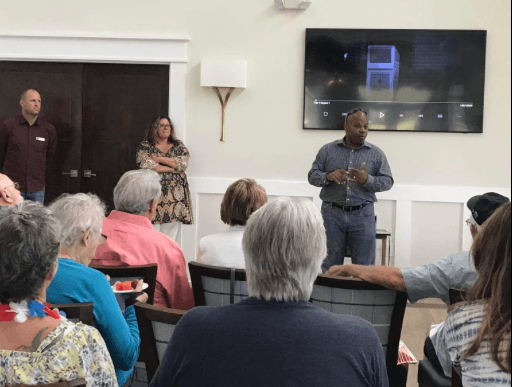 Retired U.S. Navy Chief Petty Officer Jarome Bell speaks at a June 10 campaign event, telling voters that he is the only true “America First” candidate in Virginia’s June 21 Congressional District 2 Republican primary. (Courtesy of Jarome Bell for Virginia)