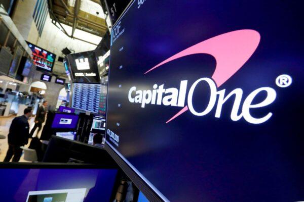 The logo for Capital One Financial is displayed above a trading post on the floor of the New York Stock Exchange, on July 30, 2019. (Richard Drew/AP Photo)