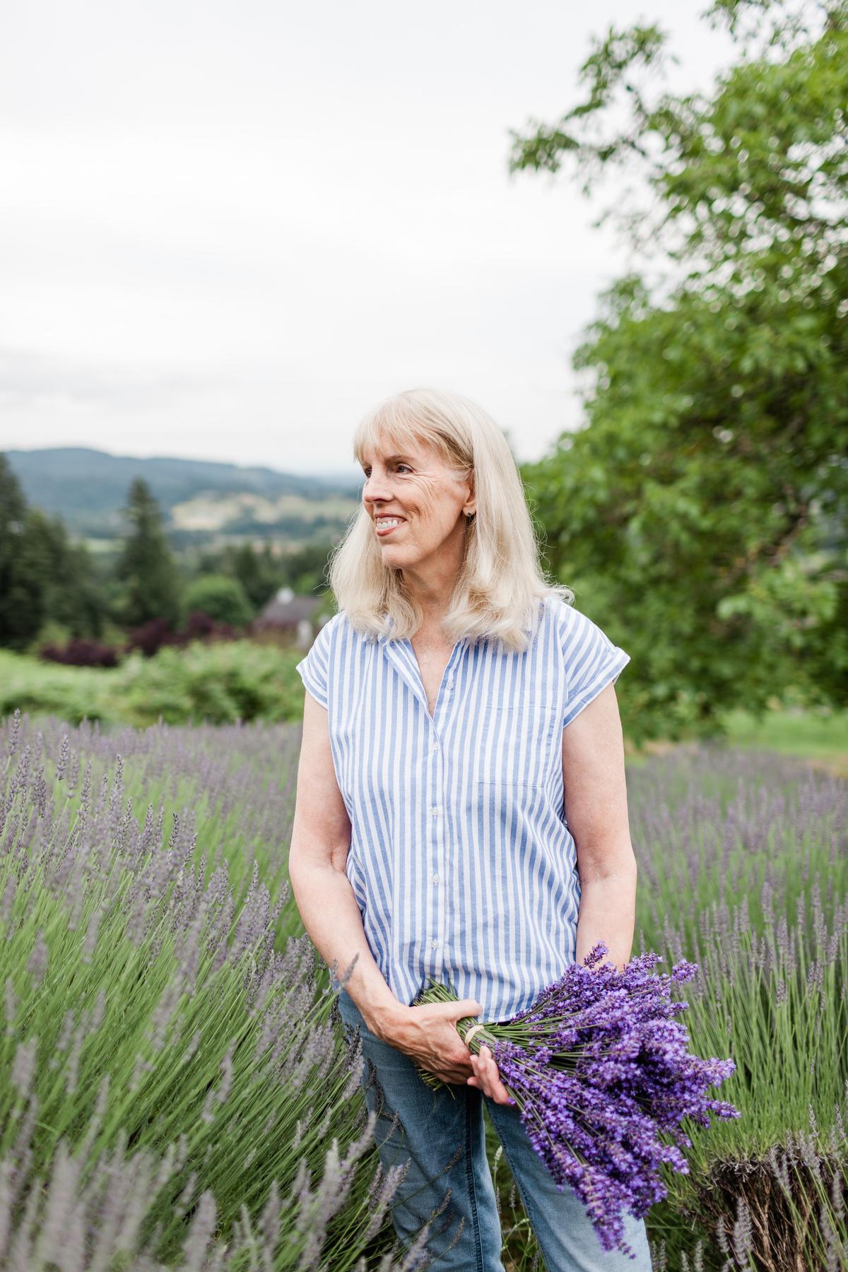 After losing her husband to Lou Gehrig’s disease, Marilyn Thompson started her lavender business as a way to make use of the plants on the dream property they had purchased together, while staying at home to be present for her youngest daughter. (Courtesy of Evernew Photography)