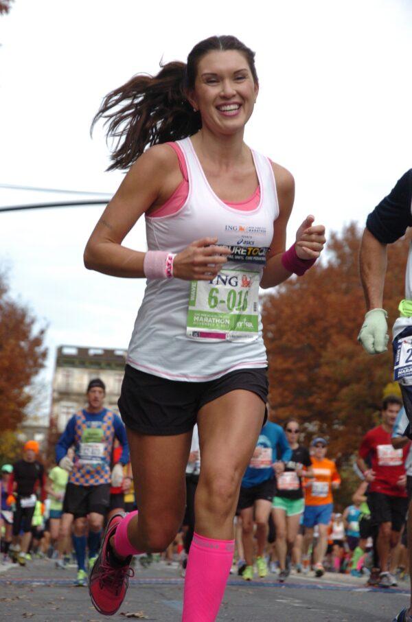 Burrill runs in the New York City Marathon, 2013. (Nick Mele for American Essence)