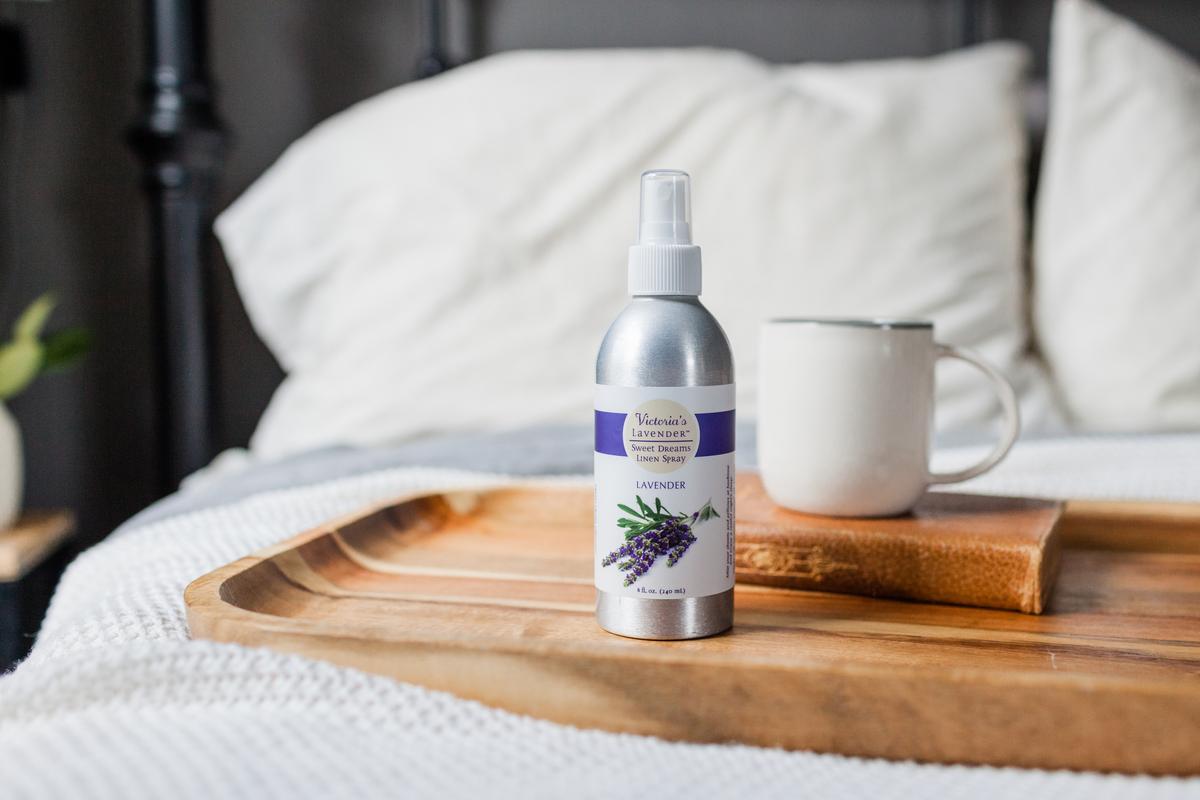 The “Sweet Dreams” Linen Spray is made with lavender essential oil. (Courtesy of Evernew Photography)