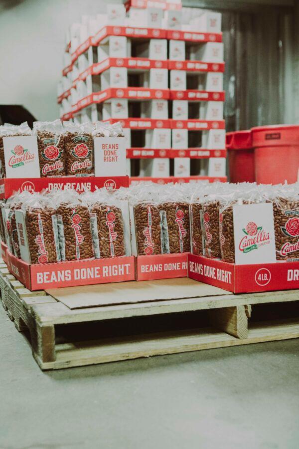 packaged beans ready for shipment at the New Orleans factory. (Tatsiana Moon for American Essence)