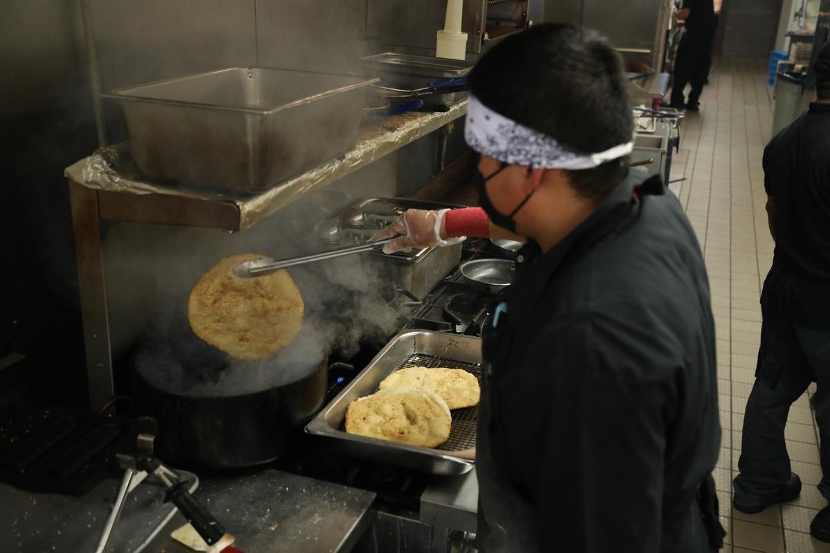  Frybread, a comfort food with a complicated history, is a controversial but popular addition to the menu. (Courtesy of the Indian Pueblo Cultural Center)