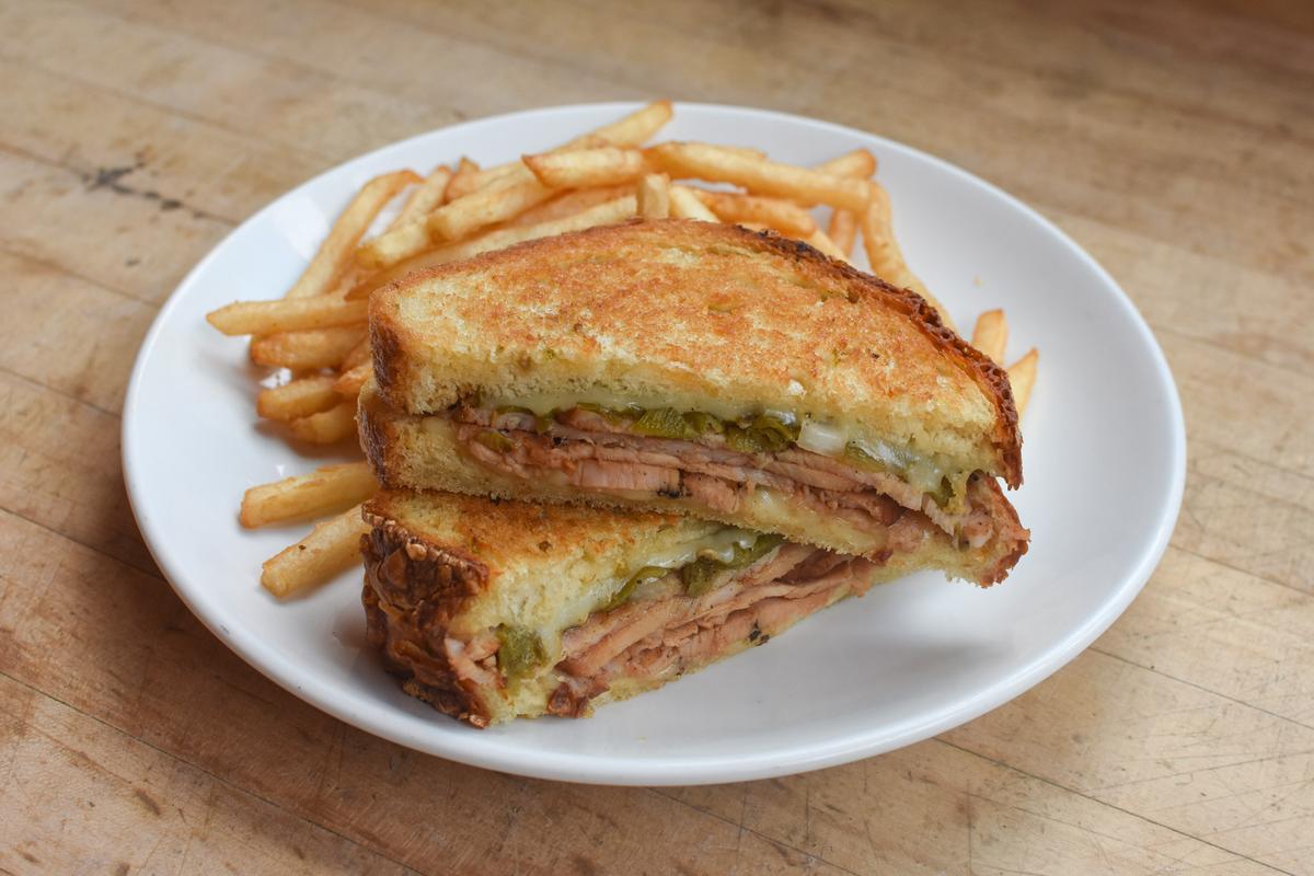 The Pueblo turkey melt layers traditional Pueblo oven bread with turkey, green chile, grilled tomato, and Pepper Jack cheese. (Courtesy of the Indian Pueblo Cultural Center)